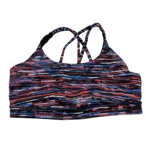 Lululemon Energy Bra Size 12 Multi Color Stripe Strappy Back Sports Bra W7301S